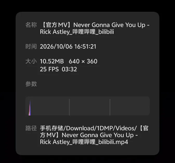 下载完成的文件信息：640×360，10.52MB